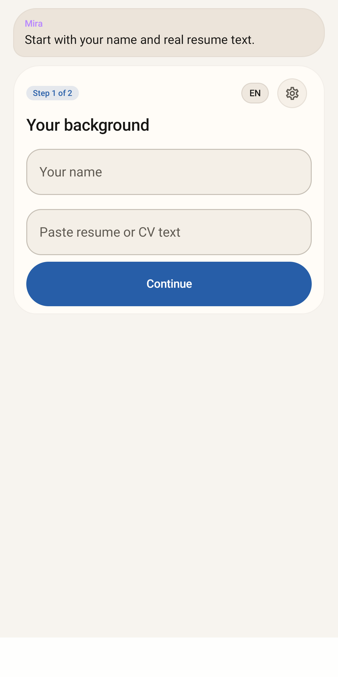 Your background and CV fields in InterviewCoach